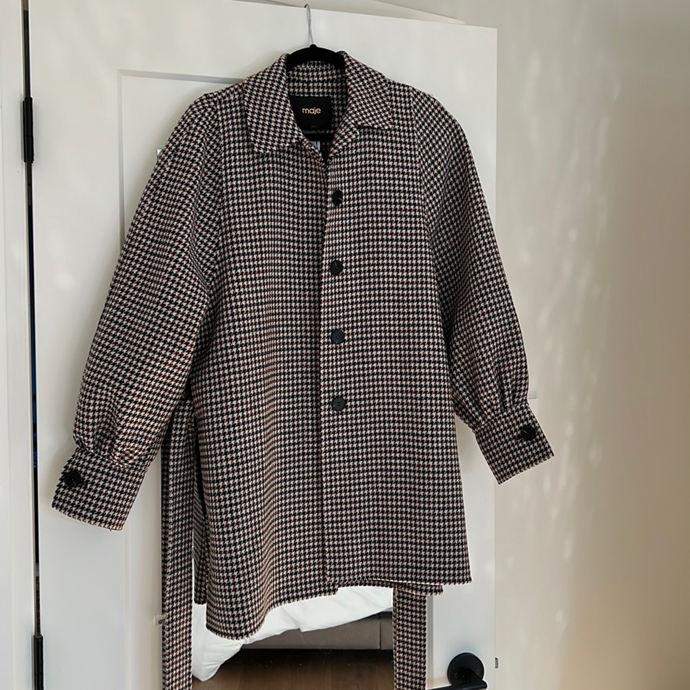 Maje houndstooth belted coat